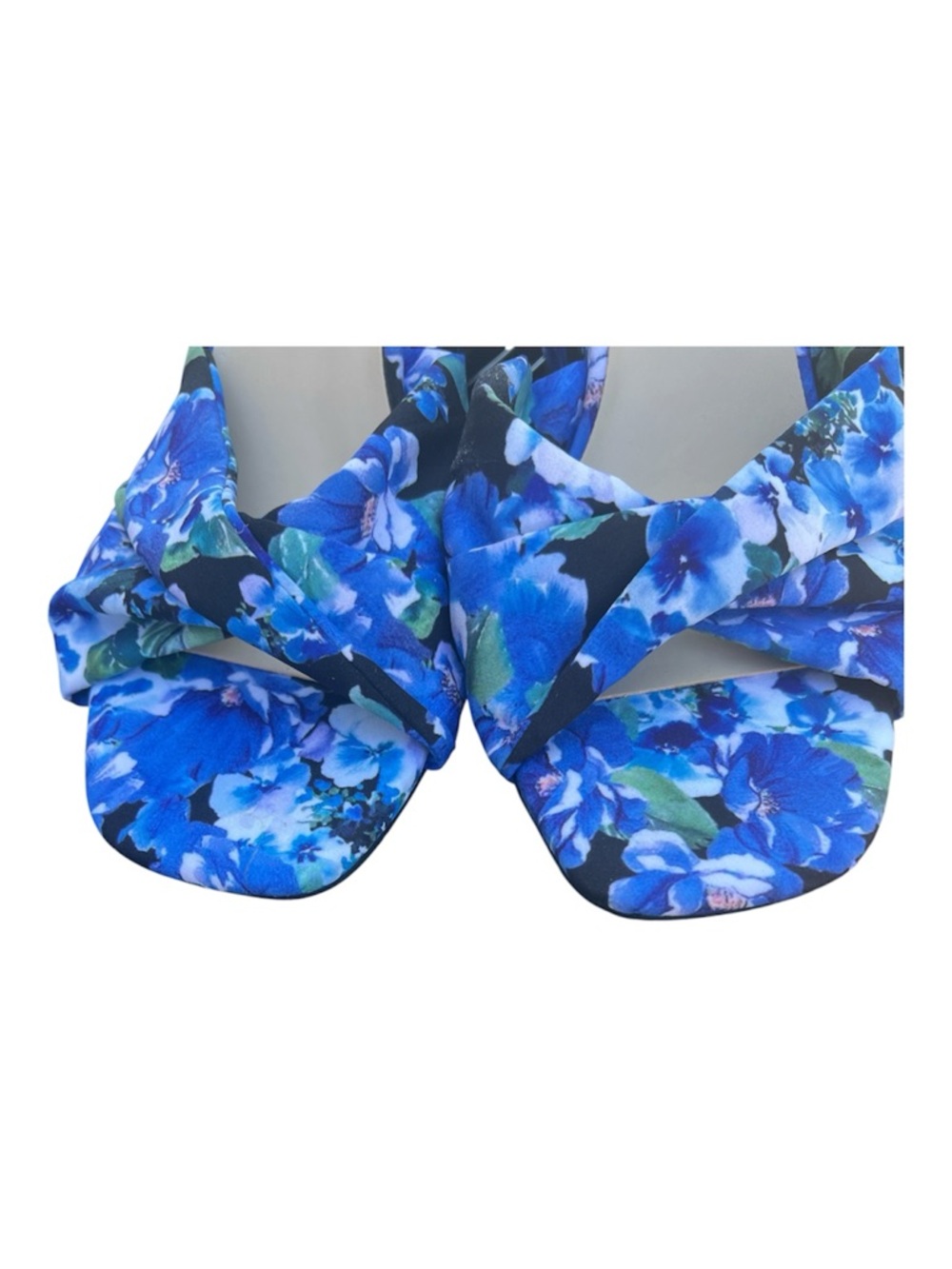 Nine West Floral Blue Wedge Sandals - Elegant Slip-On Heels - Picture 6 of 7